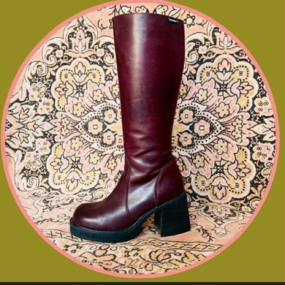 90’s mustang knee high platform leather boots
